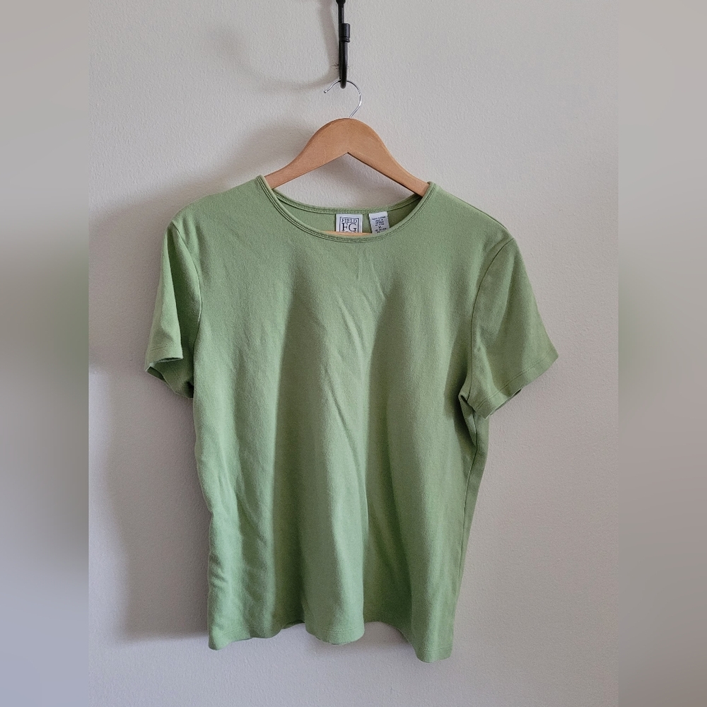 Field Gear Basic Short Sleeved Cotton Crewneck, Women's XL, Soft Pistachio Green